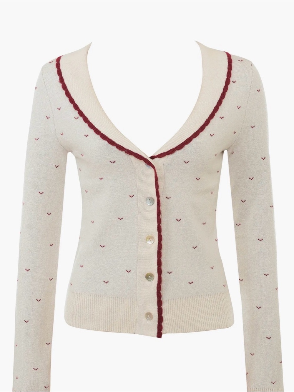 House of CB Cream Cardigan: Marla Ivory Cashmere Blend Trimmed Size Medium - Picture 4 of 13